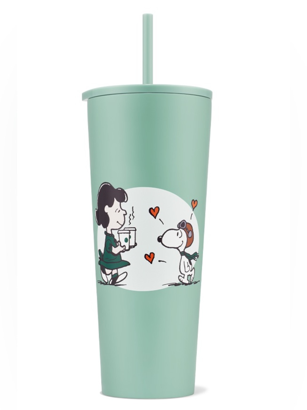 Starbucks Mint Green Peanuts Snoopy & Lucy Tumbler with Straw
